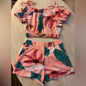 Tropical Pink Floral Two-Piece Set